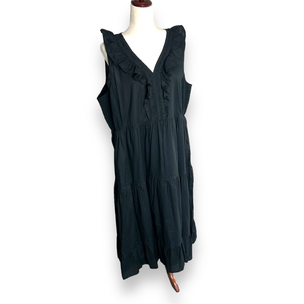 NWT J. Crew V-Neck Smocked Midi Dress Plus Size 20 Ruffle Peasant Cotton NEW - Picture 4 of 10